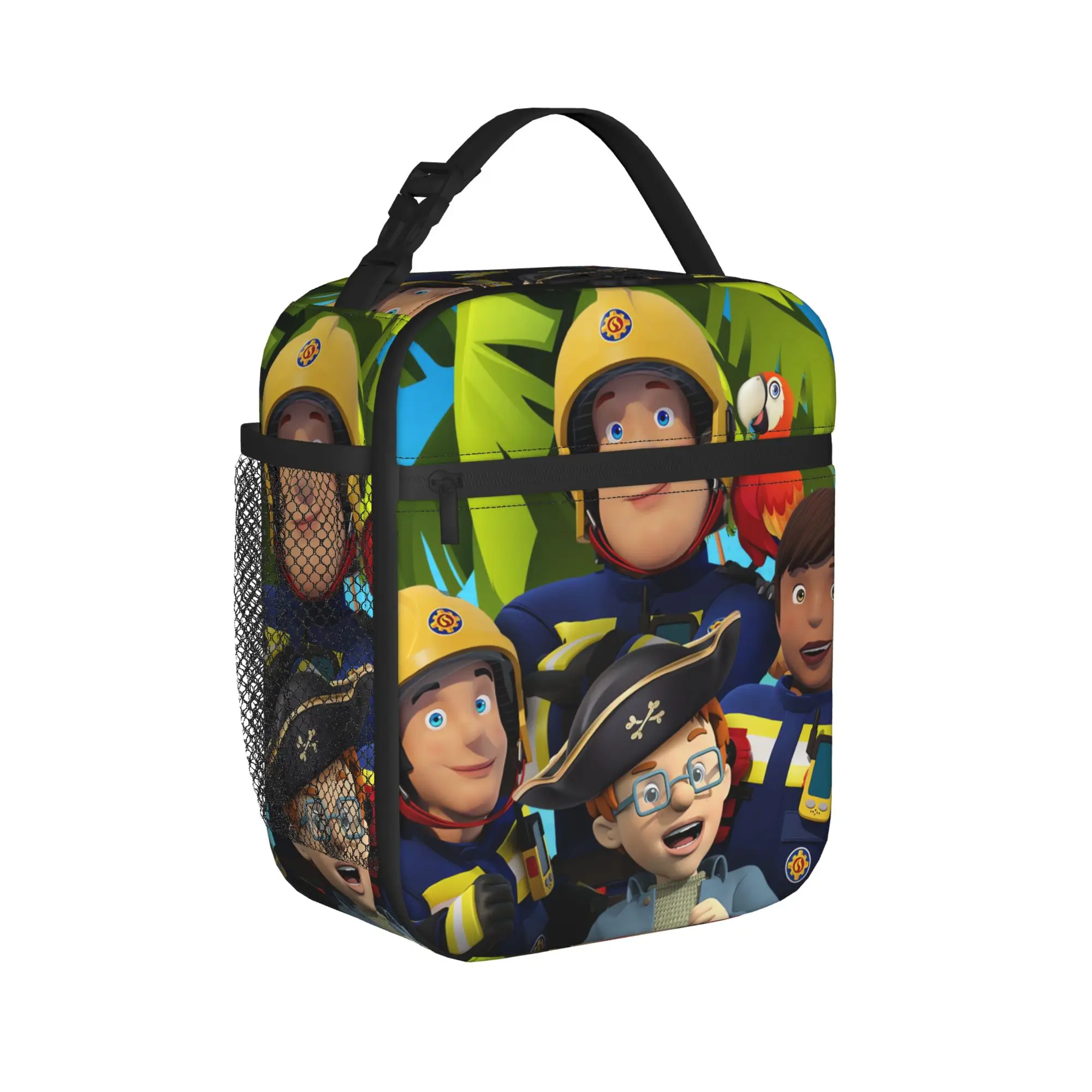 Firemans Sams Lunch Bag  Kawaii Lunch Box For Unisex School Portable Zipper Cooler Bag Oxford Graphic Design Thermal Lunch Bags