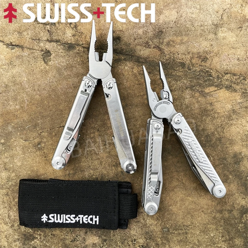 SWISS TECH 18 In 1 Folding Multitool Pliers Multi-functional Combination Tool Pliers Folding Scissors EDC Outdoor Equipment