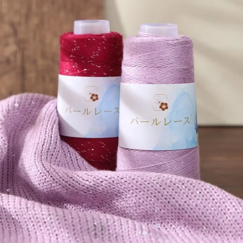 150 g mittelfine Bambusfaser und Leinen für Frühling und Sommer mit Pailletten, geeignet für Strickpullover, Handschuhe, Westen, Westen, Hüte, Hausschuhe, Taschen und verschiedene Bastelarbeiten,