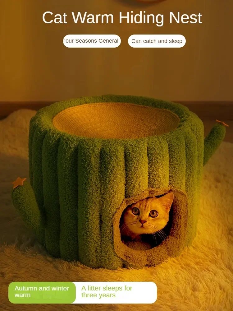 

Cat House Cattery Keep Warm in Winter Cattery Cat Scratching Board in One All-season Sleep in The Cat Tunnel Pet Accessories