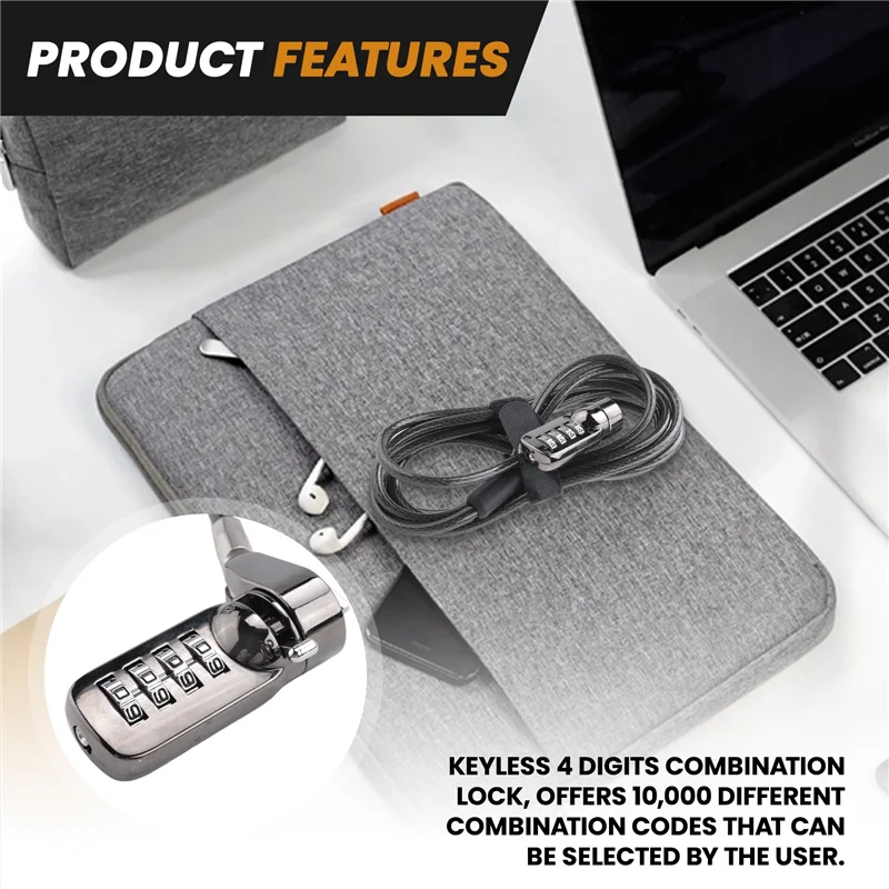 B94A Segurança Anti-Roubo Combinação Laptop Notebook Bloqueio de cabo Bloqueio de senha de 4 dígitos