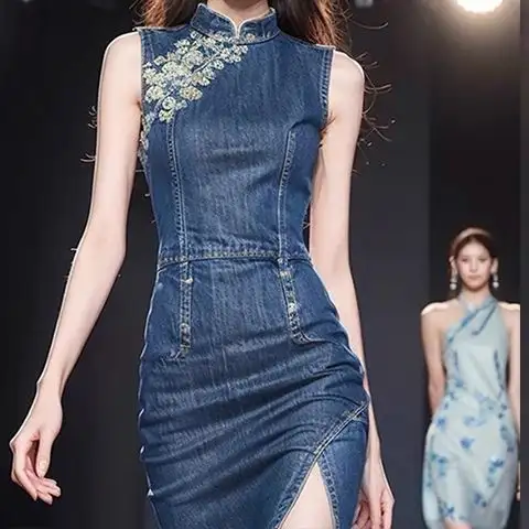 12 best sales denim- och diamantklänning - №8