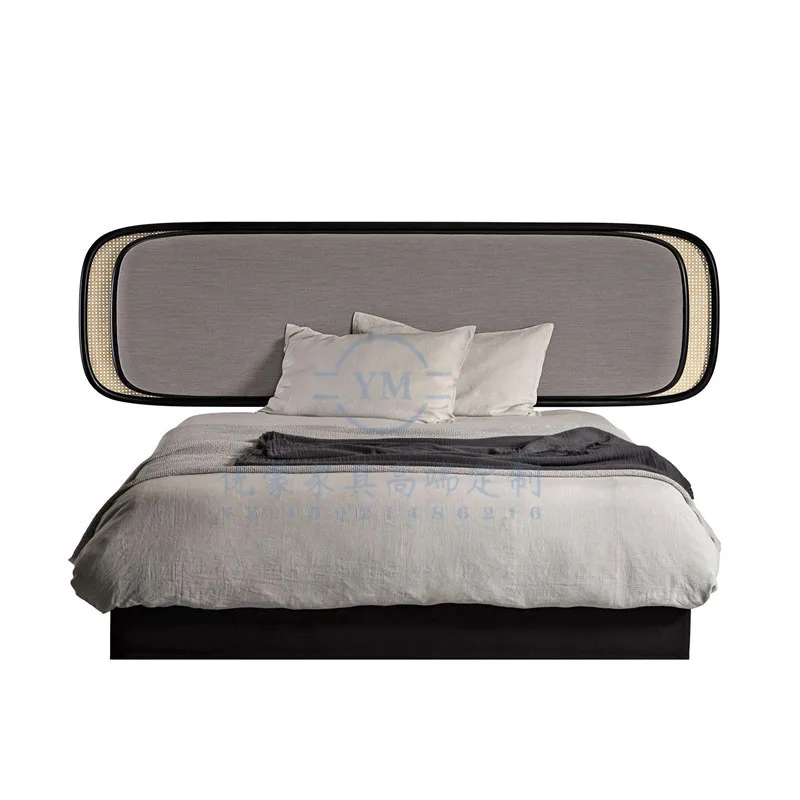 

Italian light luxury minimalist double bed wedding bed new Chinese solid wood r
