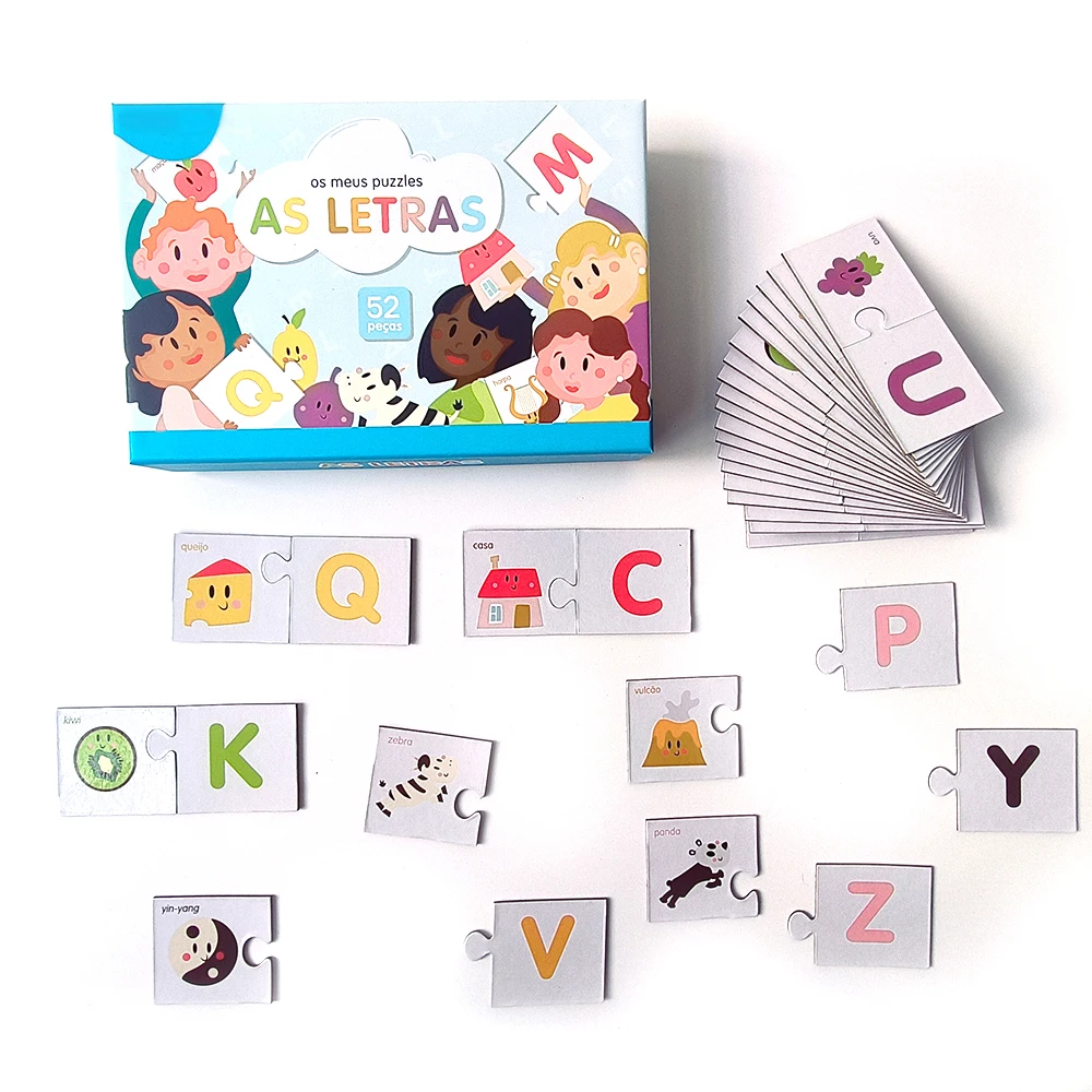 Montessori Portuguese Early Education Toy letter learning Pairing Toy 0-6Years Old Paper Puzzle For Children Best Christmas Gift