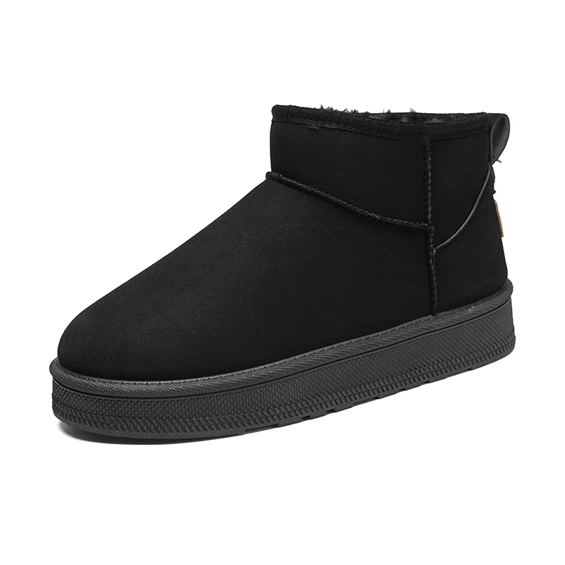 Men's And Women's Ankle Flat Fleece Cotton Shoes Men Genuine Leather Snow Boots Women Winter Warm Fur Ladies Casual Snow Botas