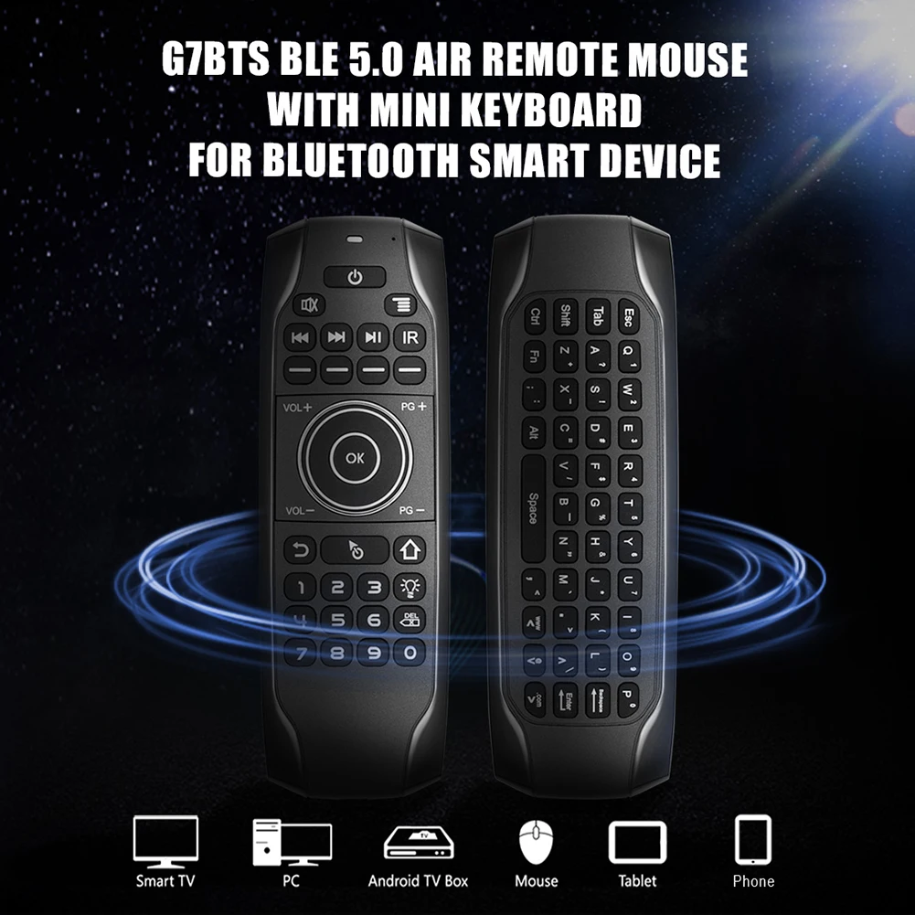 

Air Mouse IR Backlight Remote Control Bluetooth-compatible IR Learning Remote Control Micro USB Charging 200mAh for PC Projector