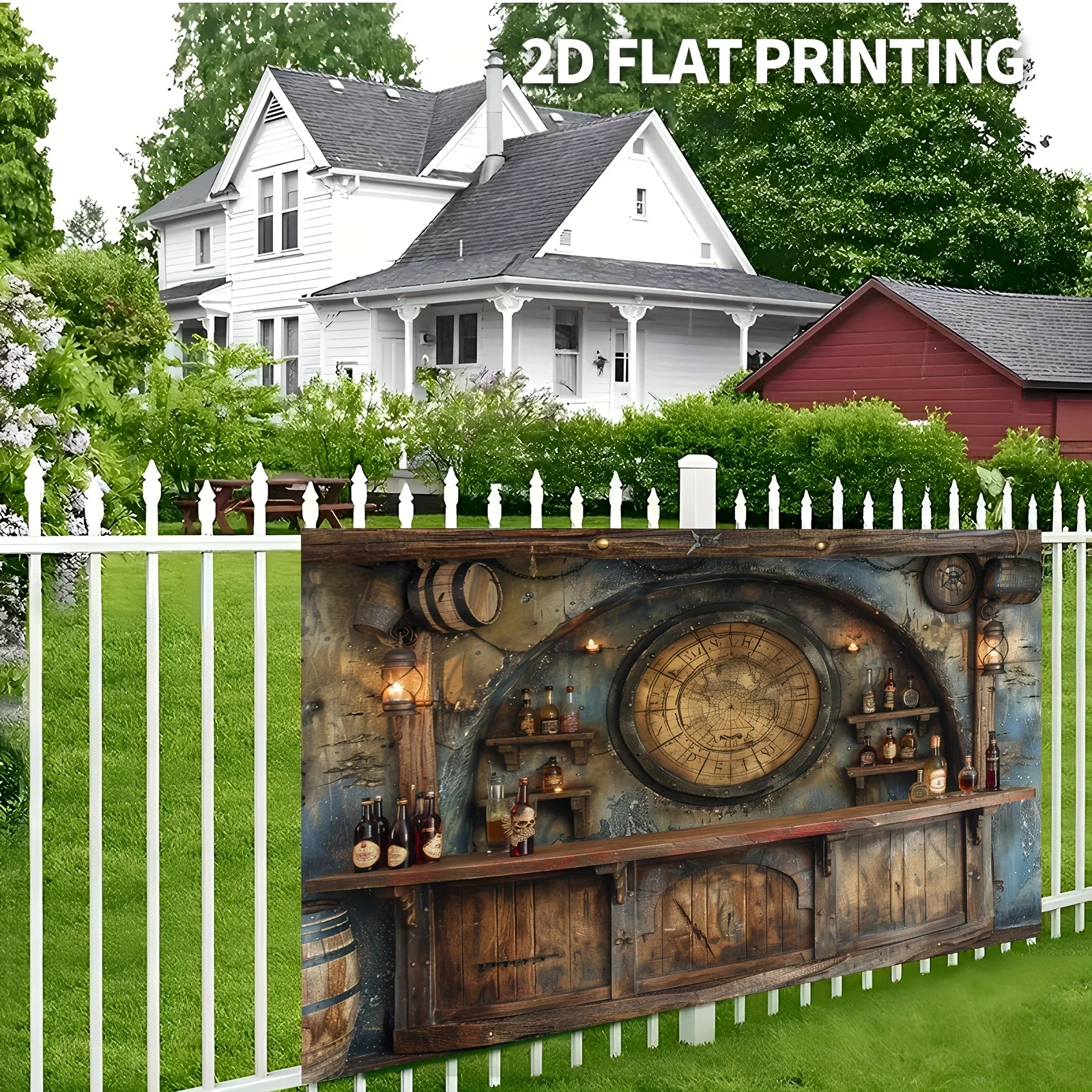 2D planar diagram, 1 copy. Treasure Island map description theme background cloth, party banner, pirate-themed party