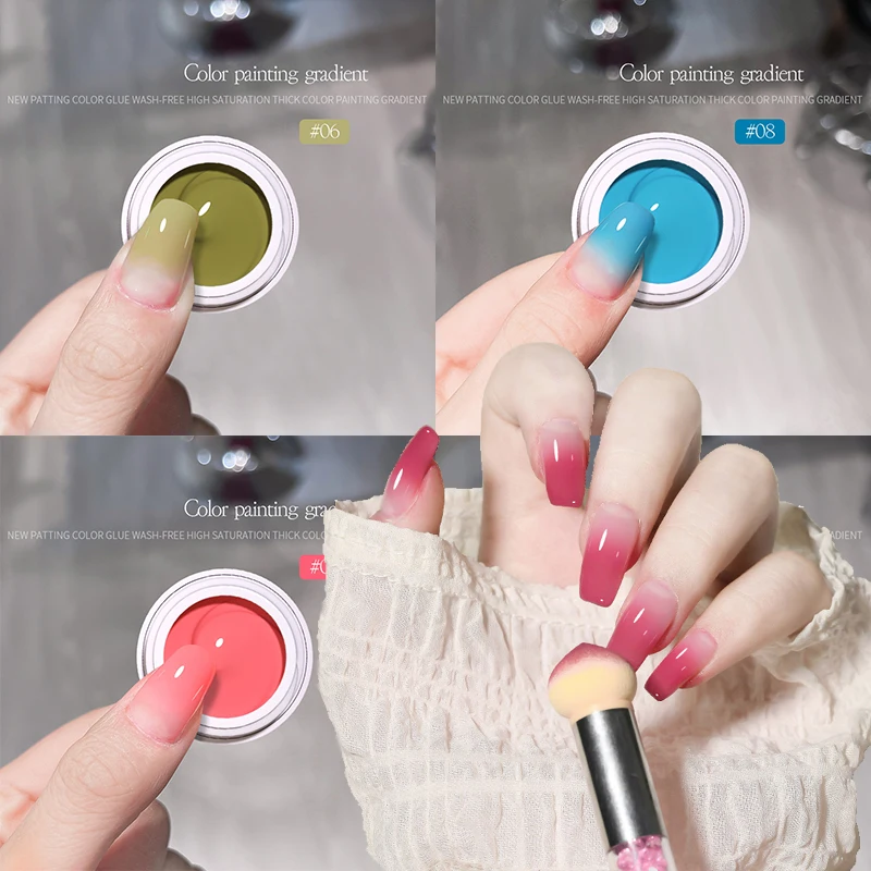 8ML Pat Painting Gel Nail Polish Blusher Gradient Effect Halo Dyeing Nail Art Varnish Pink Green Blue Gradable Nails UV/LED Gel