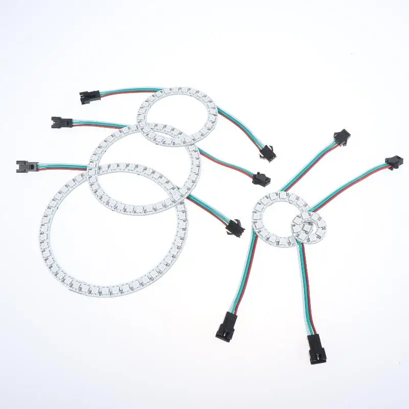 WS2812B LED Pixel Ring 8/16/24/35/45Leds Individually Addressable WS2812 Built-in IC Smart DC5V White PCB