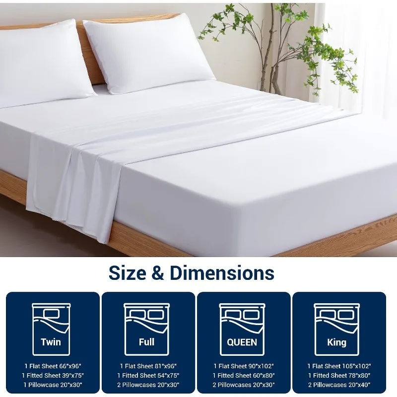 SheRest Sheet Set, Premium 100% Viscose Derived from Bamboo, Silky Soft Cooling Bed Sheets, Breathable Deep Pocket up to 16 Inches, Luxury Smooth Bedding for Hot Sleepers