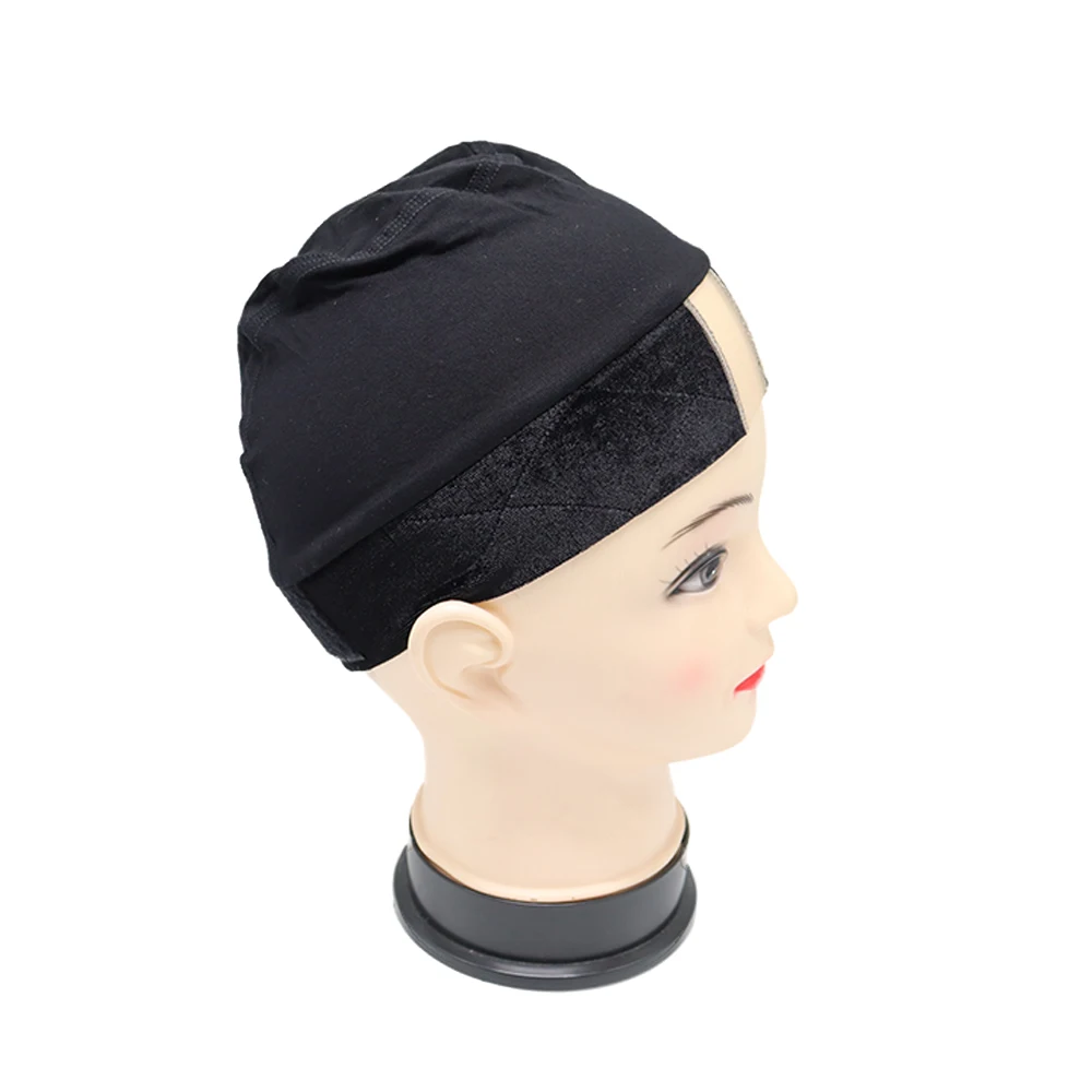 Lace wig cap with velvet headband around for cancel patients comfortable and elastic caps