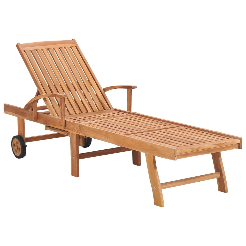 Outdoor Patio Sun Lounger Lounge Chairs Outside Deck Pool Garden Solid Teak Wood