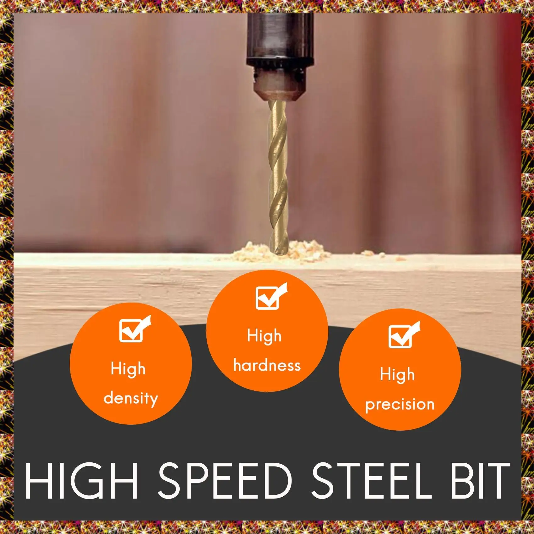 BTCL 50 Pcs Titanium Coated High Speed Steel Drill Bit Set Tool 1/1.5/2/2.5/3Mm