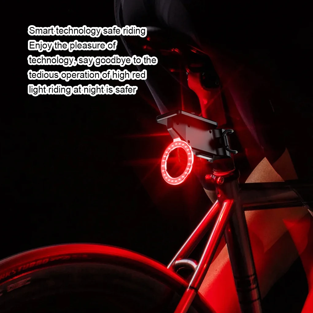 New Waterproof Bicycle Brake Tail Light 3 Light Modes Solar Energy Bike Rear Lamp High Brightness Warning Rear Lamp MTB Road