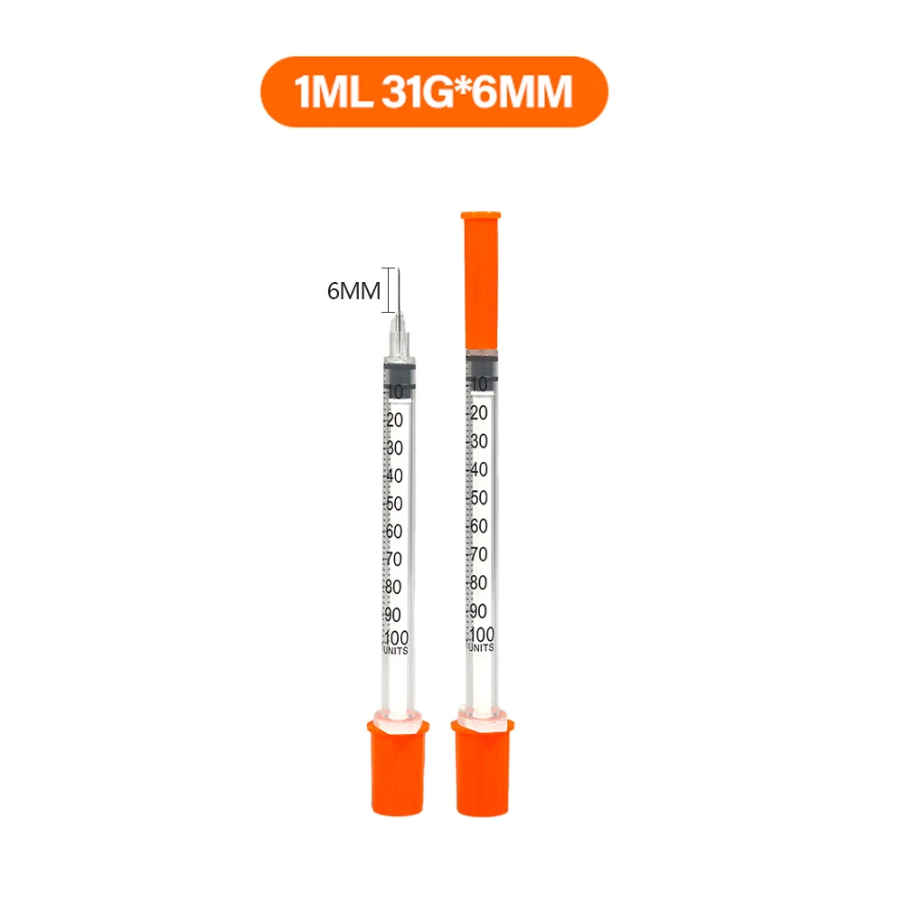 30PACK 0,3 ml 0,5 ml 1 ml wegwerp individueel verpakte insulininespuit voor dieren, laboratorium
