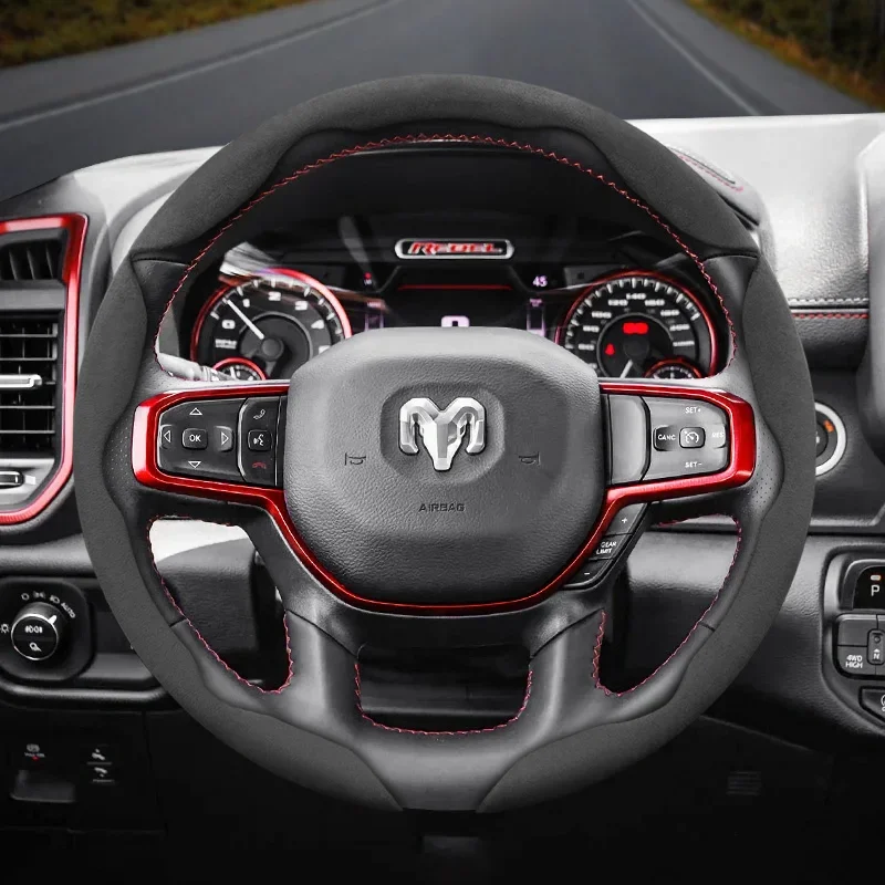 Suitable for Ram Anti-Slip Buckle Segmented Suede Steering Wheel Cover for Models Such as Pickup Promaster Rampage 1500 2500