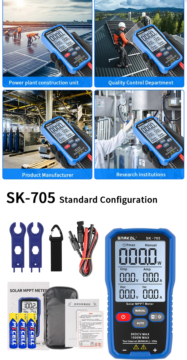 SNAKOL SK-705 Solarmodul-Tester MPPT-Tester 1000W PV-Modul MAX Leistungsmesser, Leerlaufspannung Kurzschlussstrom-Test – Detail 8