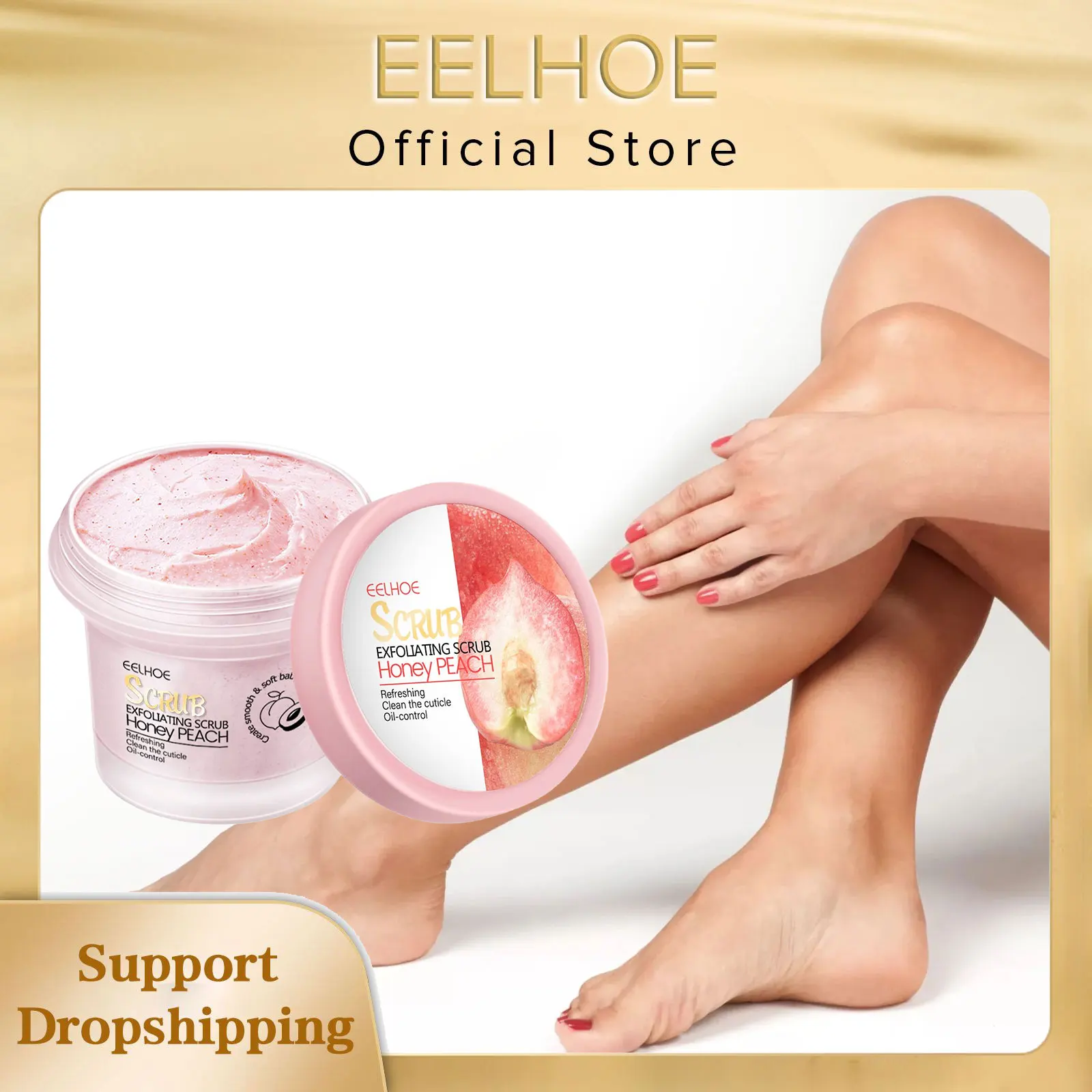 EELHOE Peach Exfoliating Scrub Moisturizing Brighten Body Gel Deep Cleaning Whitening Exfoliating Pore Clean Skin Spa Scrub 100g