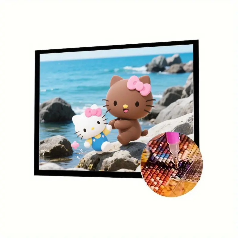 

1PC DIY 5D Diamond Painting Kit - Cute Hello Kitty & Friends Beach Adventure Full Round Drill Rhinestone Embroidery HD Canvas Ar