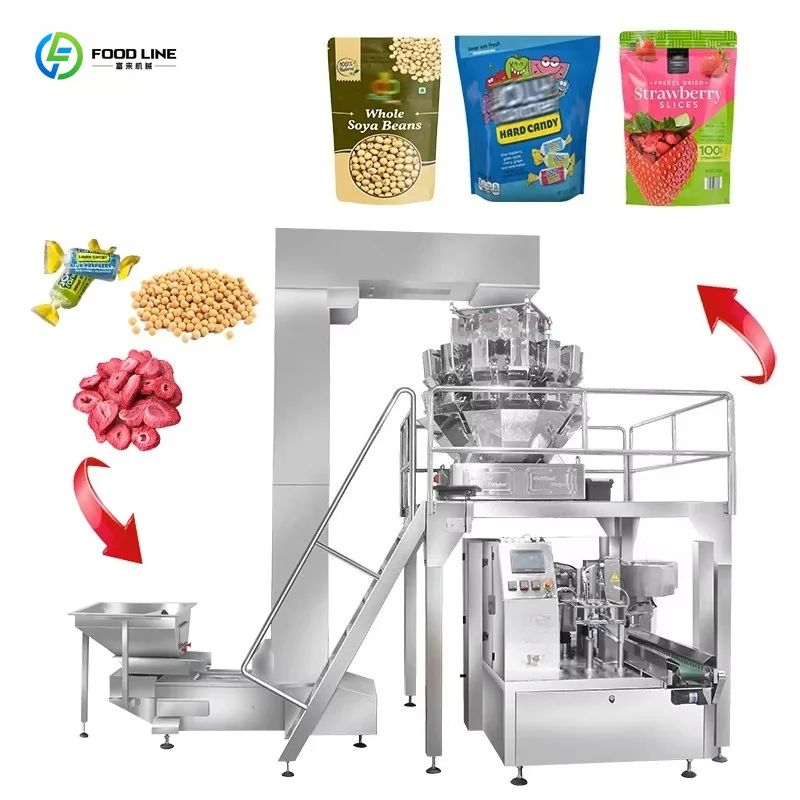 Maquinaria Personalizada Todo en Uno para Envasado de Snacks Granulados en Bolsas Verticales con Cierre Zip: Arroz, Cacahuetes, Granos de Café, Alimento para Perros