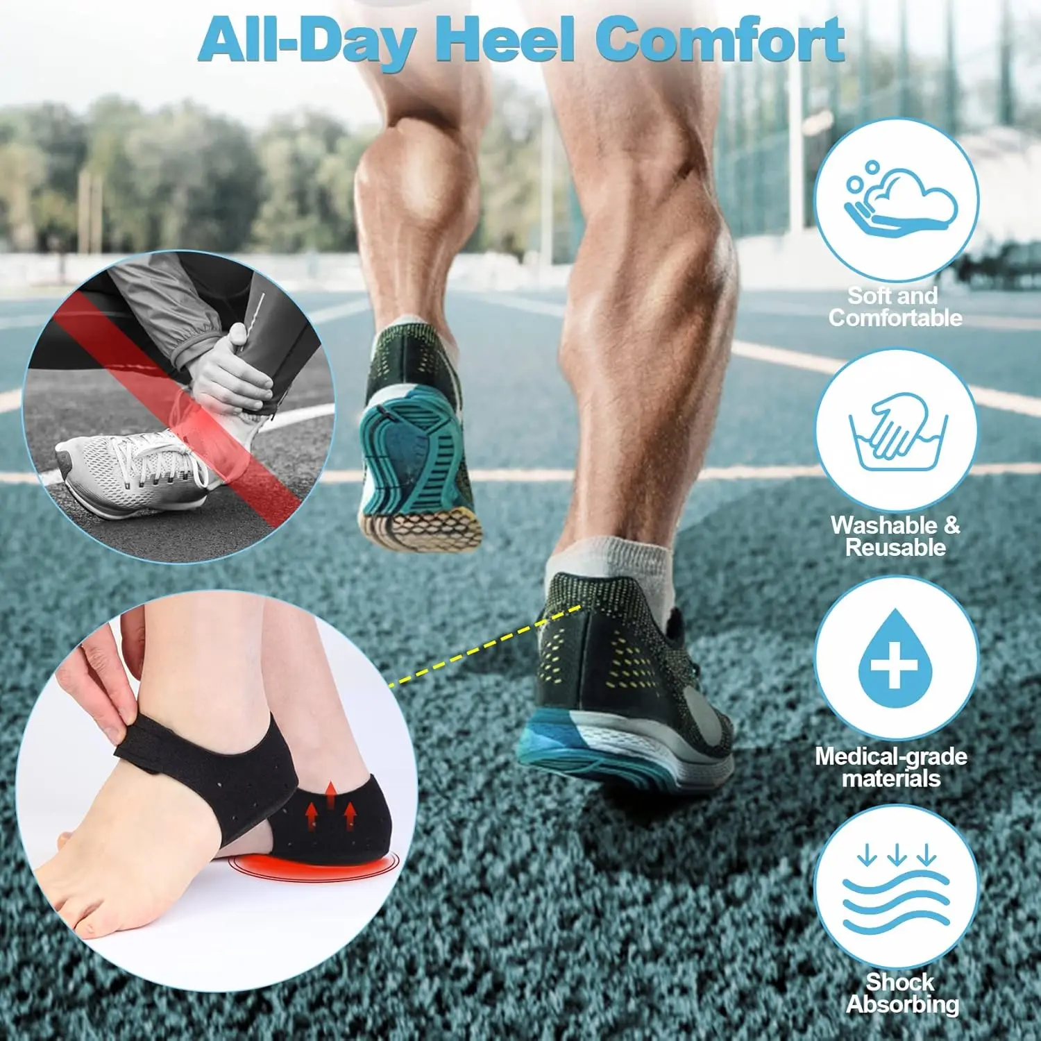 Adjustable Heel Protectors Cushion Pads for Plantar Fasciitis Heel Spurs Pain Relief Achilles Tendinitis Cracked Heels Support​