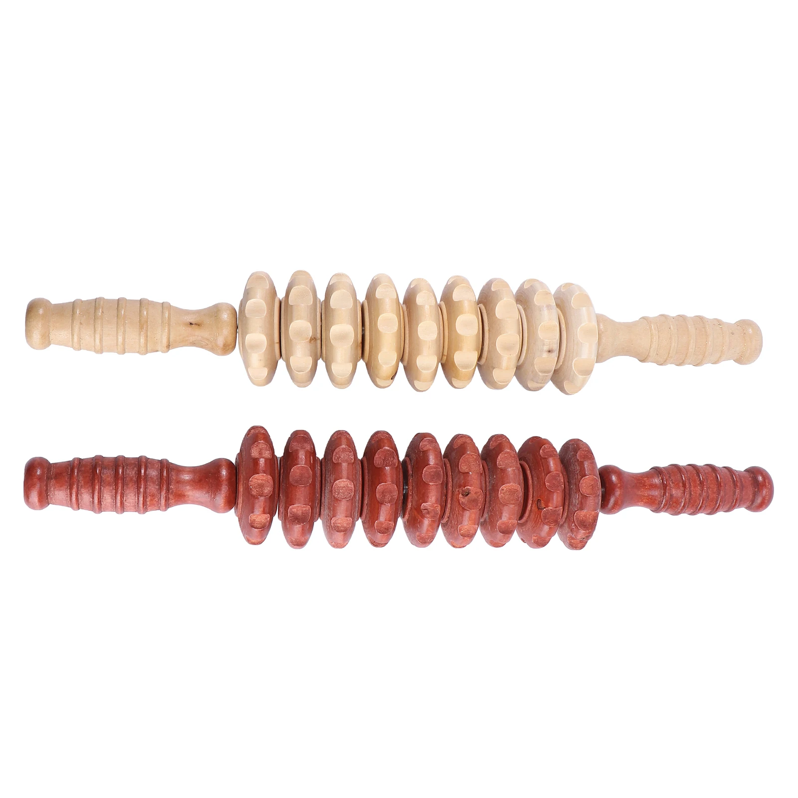 

2 Pcs Wooden Massage Roller Set Non Slip H Bear Roller Metal Cable Belly Massager Body Muscles Vibration Tool