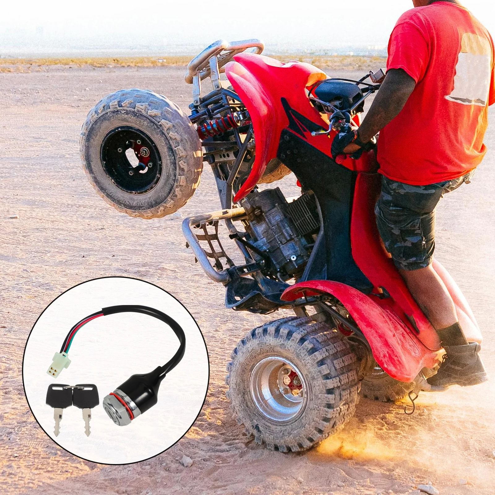 

4 Wire Atv Ignition Switch with Key Starter Lock Replacement for Motorcycle Scooter Tractor Off Road Utility Vehicle