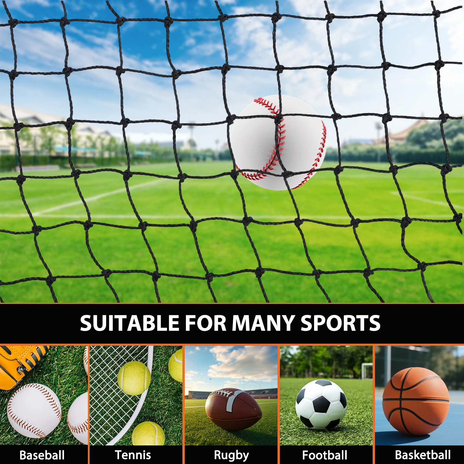 

Batting Cage Nets 10x10x35 FT /12x12x55 FT Baseball Softball Backstop Nets Portable Net Only No Frame Included for Backyard