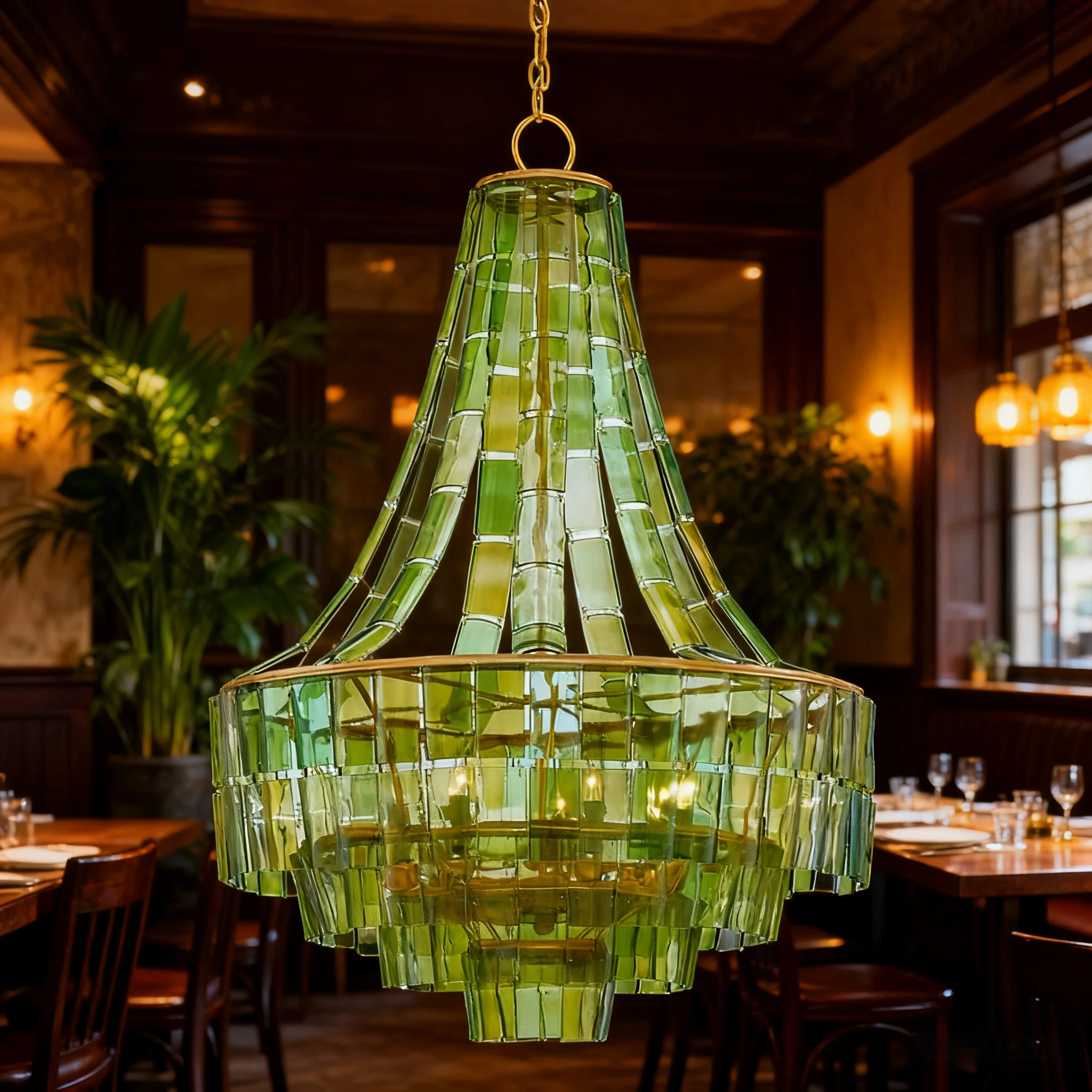 

Dimmable 2025 New Modern Chandelier Glass Luster Hardware Adjustable Chain 3-Color Pendant Light for Living Room Hotel