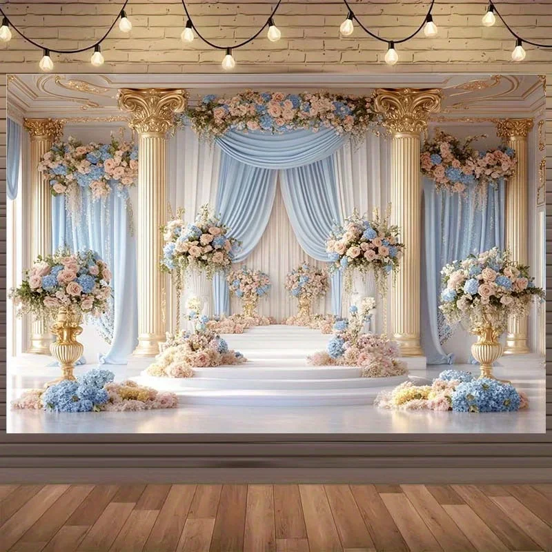 VIKAMA Hochzeit Party Hintergrund Romantische Luxus Blume Schloss Hintergrund Dekoration Hochzeit Hintergrund Foto Hintergrund Requisiten
