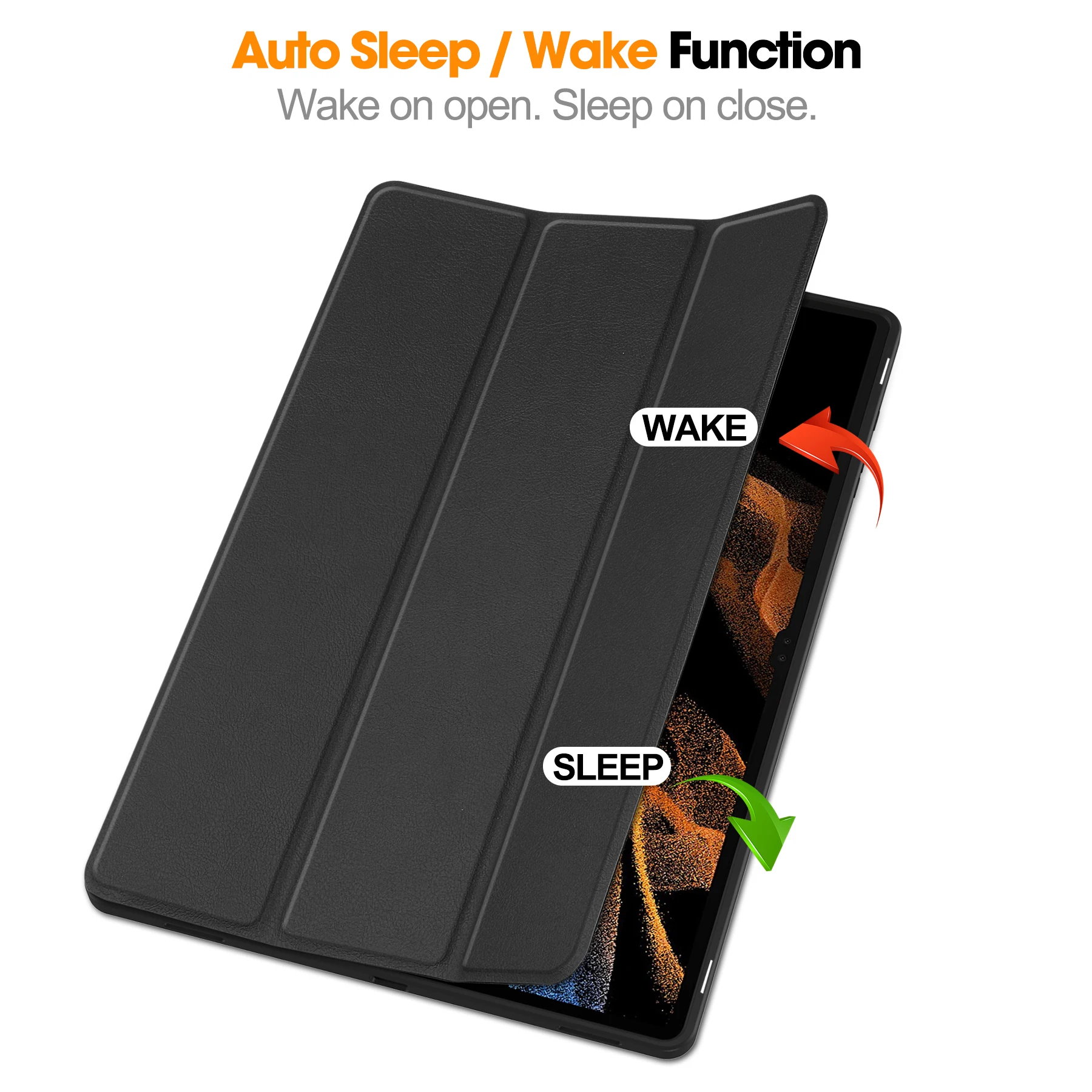 Leather Case with TPU Pen Slot For Samsung Galaxy Tab S9 Ultra SM-X910 SM-X916B SM-X918U Tablet Cover
