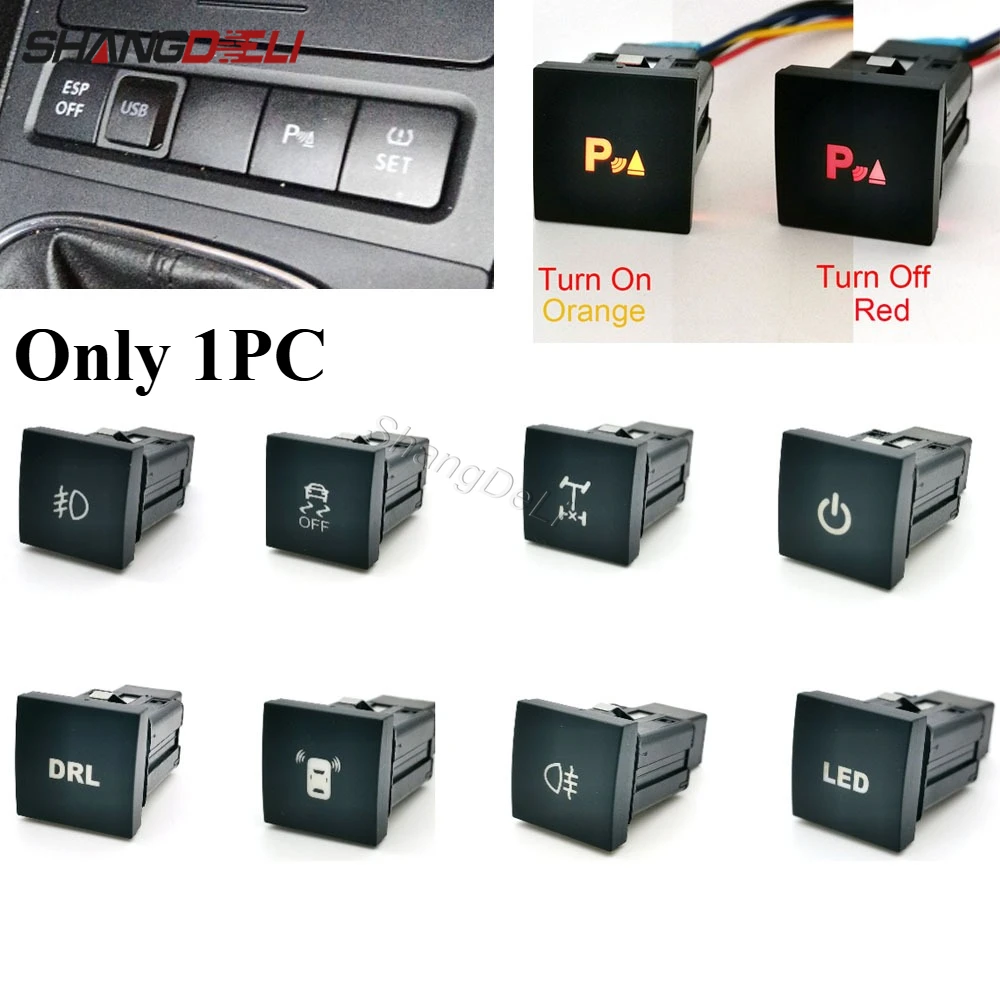 1PC Botão Interruptor de Luz de Nevoeiro LED DRL para Carro com Fio, para Ligar/Desligar o Radar de Estacionamento, compatível com Golf 6 MK6 Jetta 5 EOS Scirocco 2006-2011