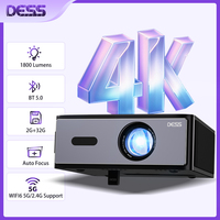 DESS Native HD Projector 1080P Built-in HIFI Speaker Dual WiFi6 Auto Keystone Correction Smart Google Assistant Projector Home