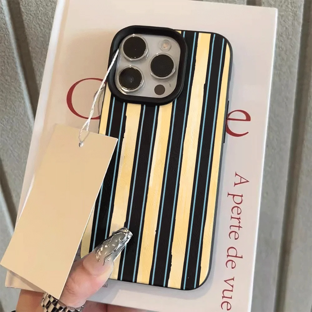 Zweifarbig gestreiftes Handyhülle mit Farbblockierung für iPhone 17 16 15 14 13 12 11 Pro Max 16 15 Plus 17 X XR Silikon Matt Weiche Hülle – Detail 9