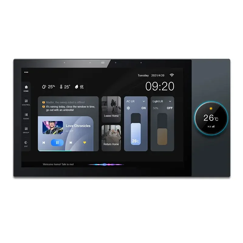 TTIANLAI Alto-falantes de 4 vias multifuncional Tuya Android Painel de controle central de 8 polegadas com fundo de música para casa inteligente
