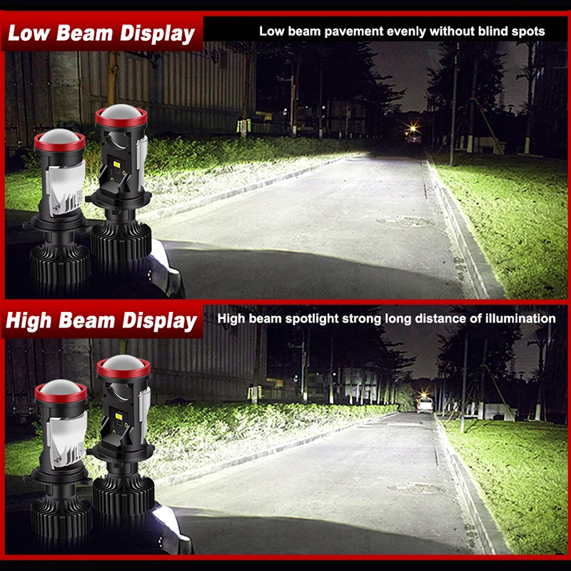 جهاز عرض للسيارة المصباح ، قابس وتشغيل H4 LED LHD ، عدسة Anbus صغيرة ، رقاقة CSP ، ضوء توربو عالي منخفض الشعاع ، 12 فولت