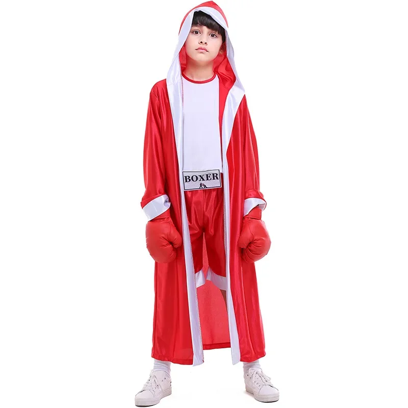 Lễ Hội Hóa Trang Halloween Trẻ Em Trẻ Em Boxer Trang Phục Jumpsuit Kèm Áo Dây Trận Đấu Quyền Anh Cosplay Cho Bé Trai