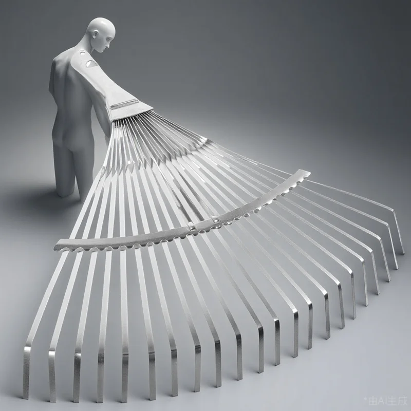 Durable Metal Garden Rake Adjustable Head for Leaves Weeding Digging Transplanting Small Lightweight Gardening Tool