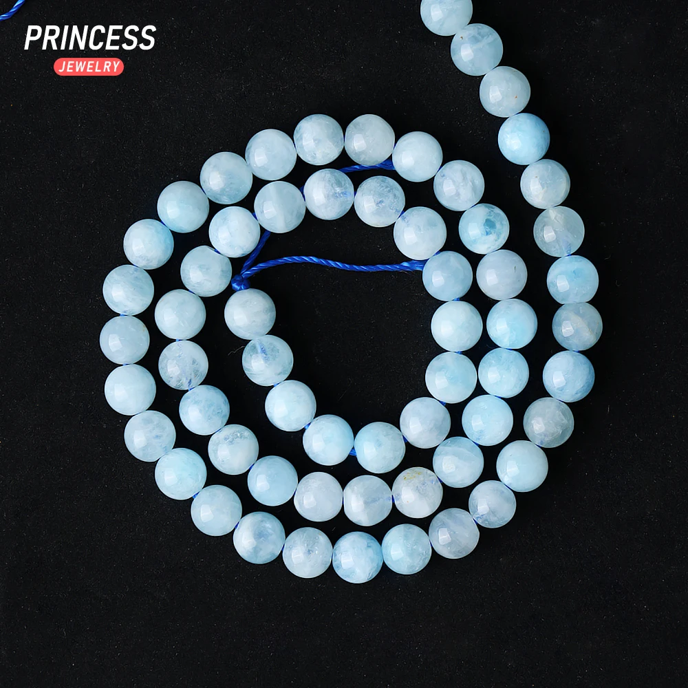 A+ Natural Blue Aquamarine Loose Gemstone Beads for Jewelry Making Bracelet Necklace DIY Stone Beads Accessories