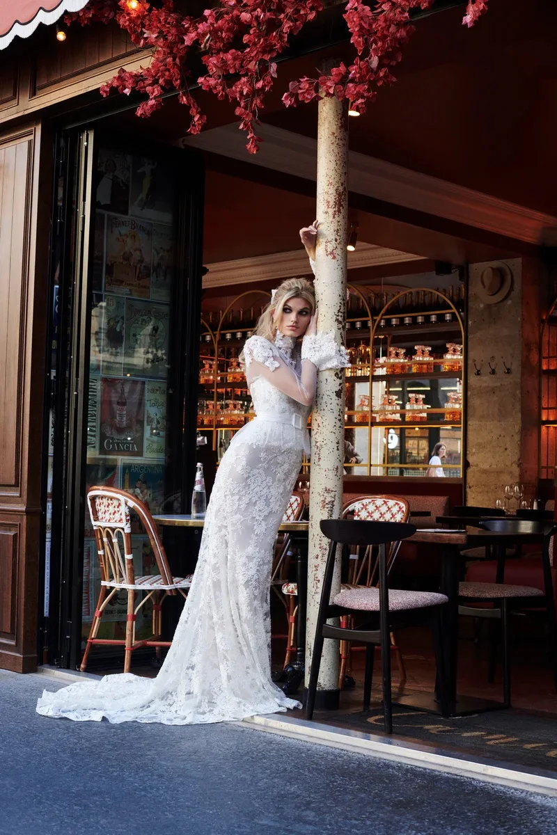 Robe de Mariée en Dentelle à Manches sulf, Simple, 2 en 1, 2024