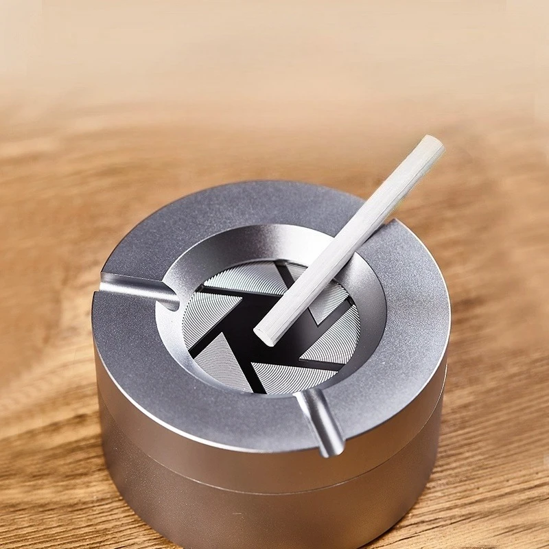 

New Cool Premium Feel Mechanical Rotating Ashtray with Lid Ash Tray for Smoking Accessories Home Car Gift for Boyfriend