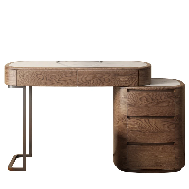 All solid wood oval with auxiliary cabinet bedroom retractable makeup table small apartment