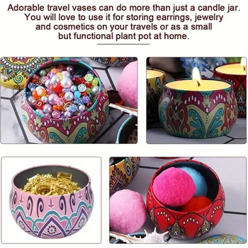 56 barevných plechových krabiček s květinovým vzorem, k dispozici v sadách po 36 kusech, každá obsahuje 2,2 unce dóz na svíčky 10 nejlepší prodej plechovky na svíčky - №3