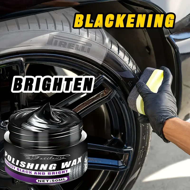 

TIRE SHINE WAX - Extra Glossy Black Wet Look for Vinyl, Rubber & Plastic - Brightens & Protects Cars, Trucks, Motorcycles, RVs -