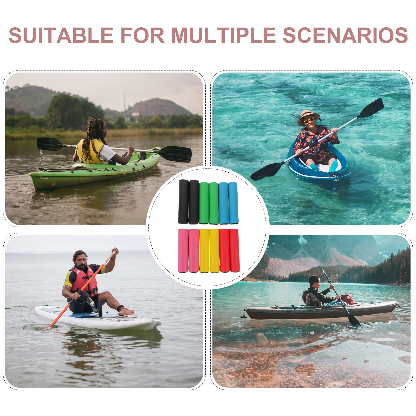 Poignées de pagaie de Kayak, 12 pièces, housses en éponge antidérapantes, accessoires de Kayak, poignée confortable antidérapante pour pagaie de canoë