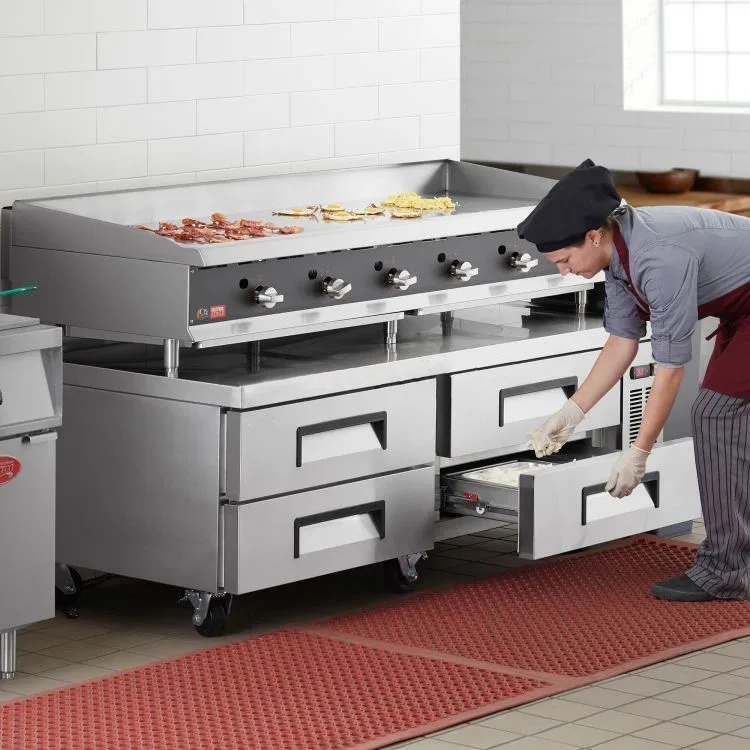 Commercial Kitchen Multi Size Stainless Steel Drawer Type Refrigerated Four Drawers Chef Base Refrigerator
