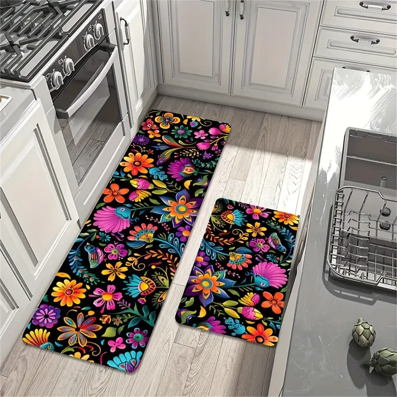

VIKAMA Kitchen Set Floor Mats - Rubber Bottom Anti-Slip Durable Carpet for Entrance Hall, Bathroom and Toilet, Home Decoration