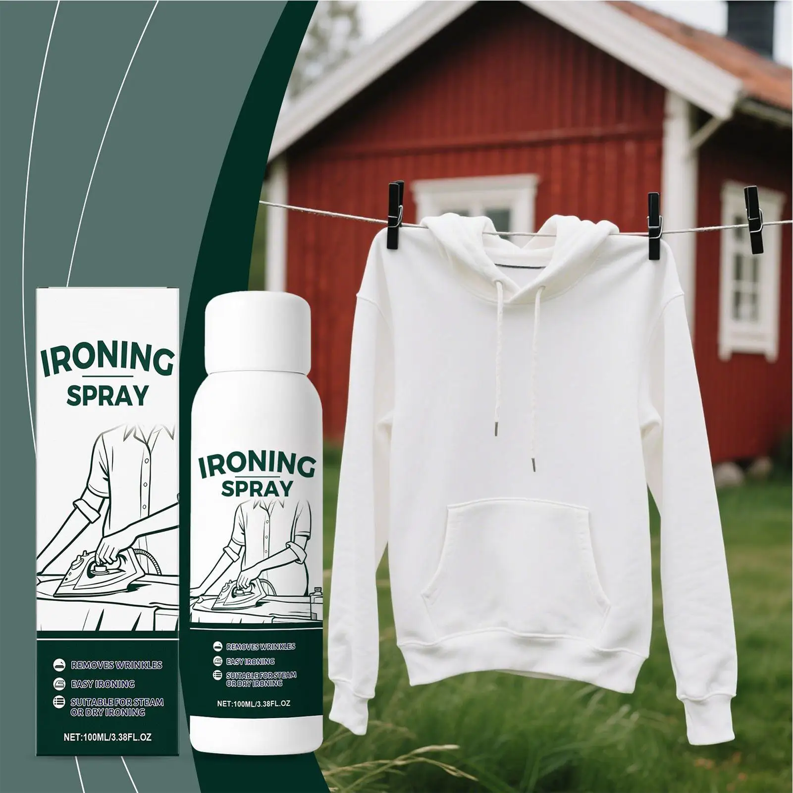 Spray de Almidón para Planchar Ropa 100ml, Antiestático, Sin Arrugas, para Telas de Algodón, Lino y Seda, Eliminador de Arrugas