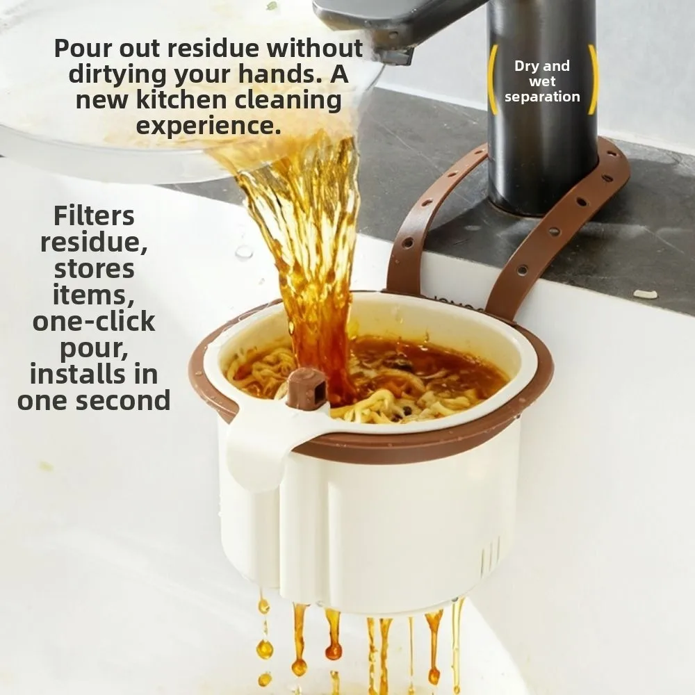 

Creative Sink Hanging Strainer Basket Detachable Openable Bottom Cover Kitchen Garbage Filter Quickly Drain Self-Cleaning