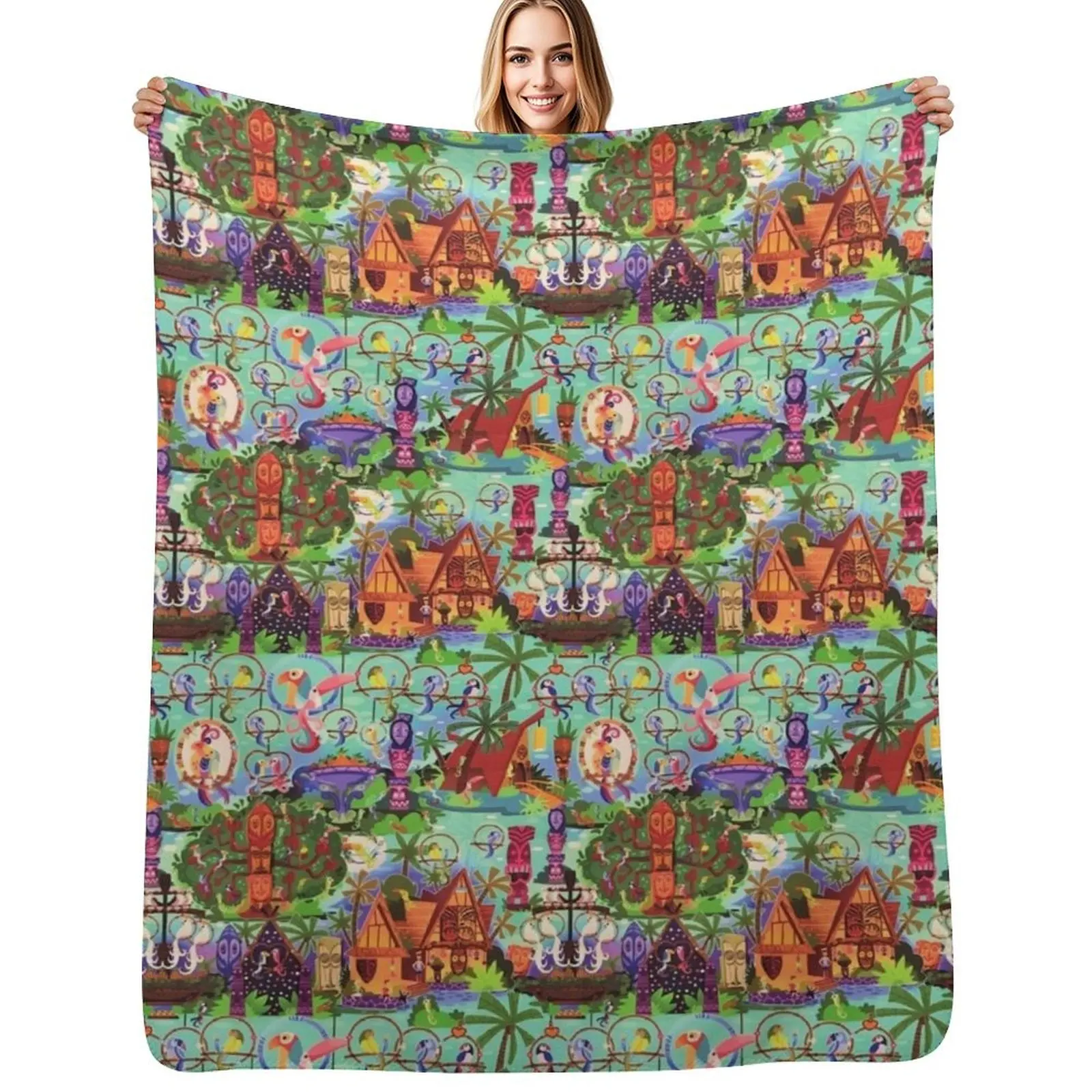 

The ORIGINAL Enchanted Tiki Room Collage Throw Blanket Warm Comfortable Blanket for Office Napping